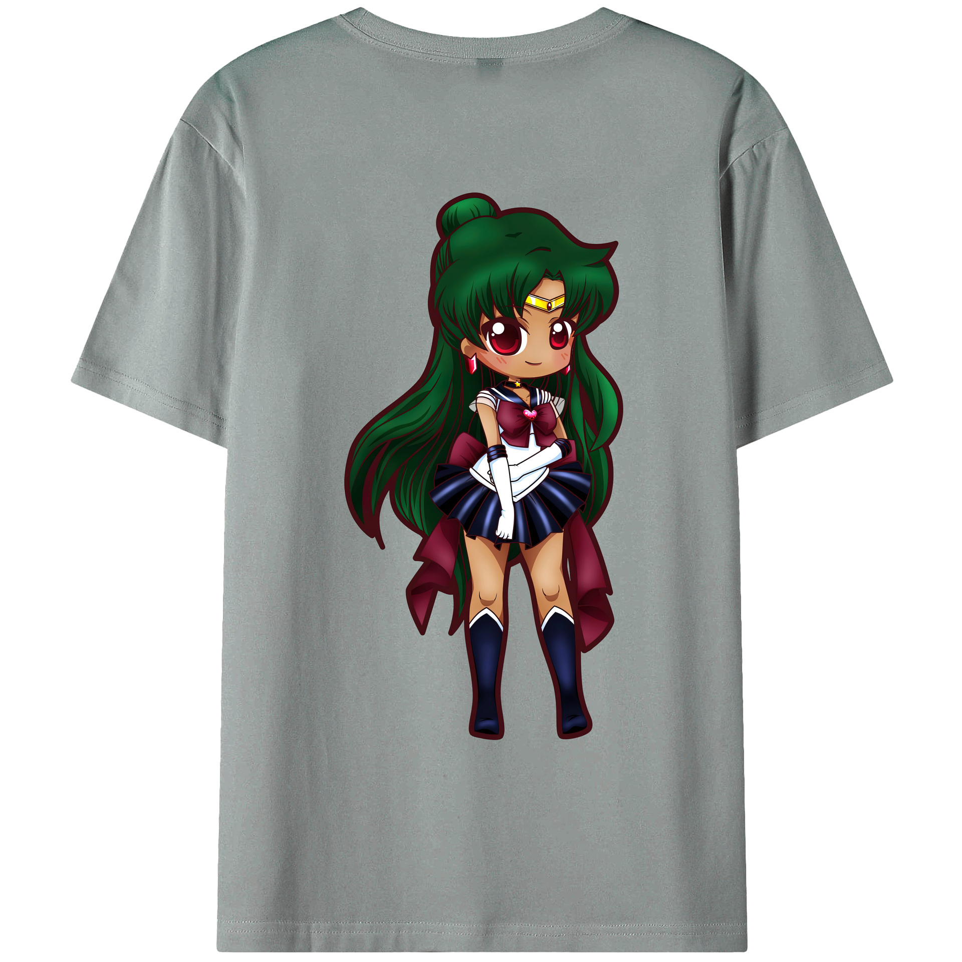 （画像用） 美少女戦士セーラームーン 冥王せつな Sailor Moon Meiou Setsuna 綿100％ メンズ半袖Tシャツ（バックプリント） 通気性